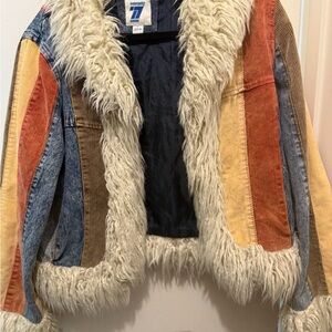 Penny lane Seventy Blue and White Faux Fur Jacket